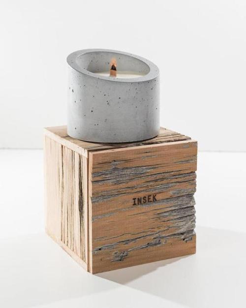 sek 日前发布了一款特别的蜡烛产品,为传统的豆蜡材质裹了一个混凝土